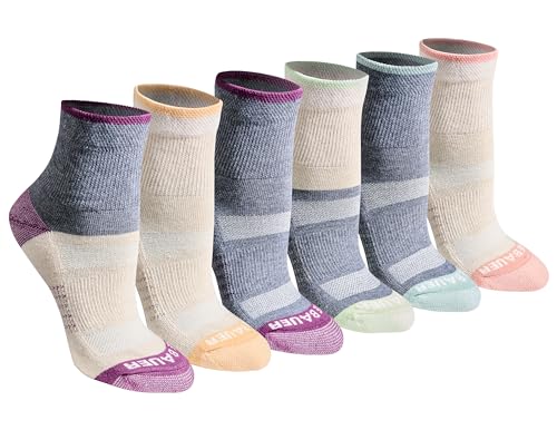 Eddie Bauer Womens Dura Dri Moisture Control 6-Pair Quarter Socks Oatmeal Assorted (6 Pairs) Medium