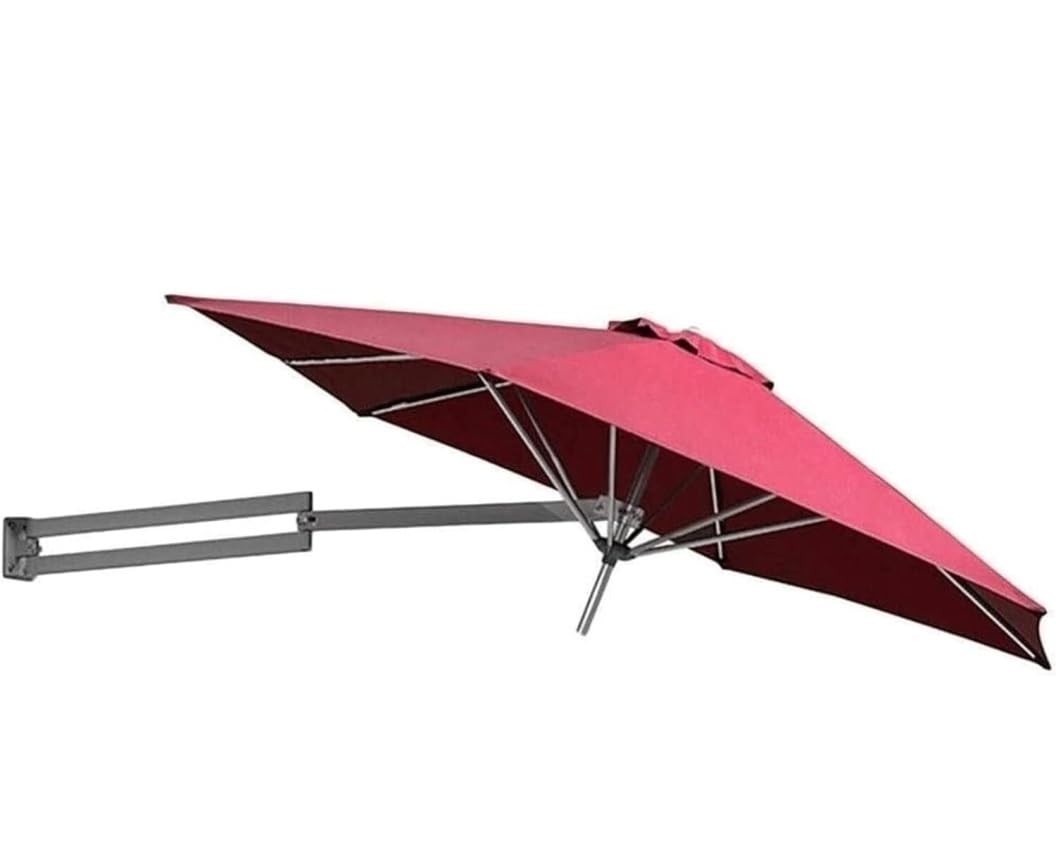 JOMRTS Parasol Patio Umbrella Outdoor Umbrella Outdoor Wall-Mounted Patio Umbrella, Stronger Frame Outdoor Umbrella WithRibs, Aluminium Tilting Sunshade Beach Umbrella Shade (Red8.2ft/2.5M)