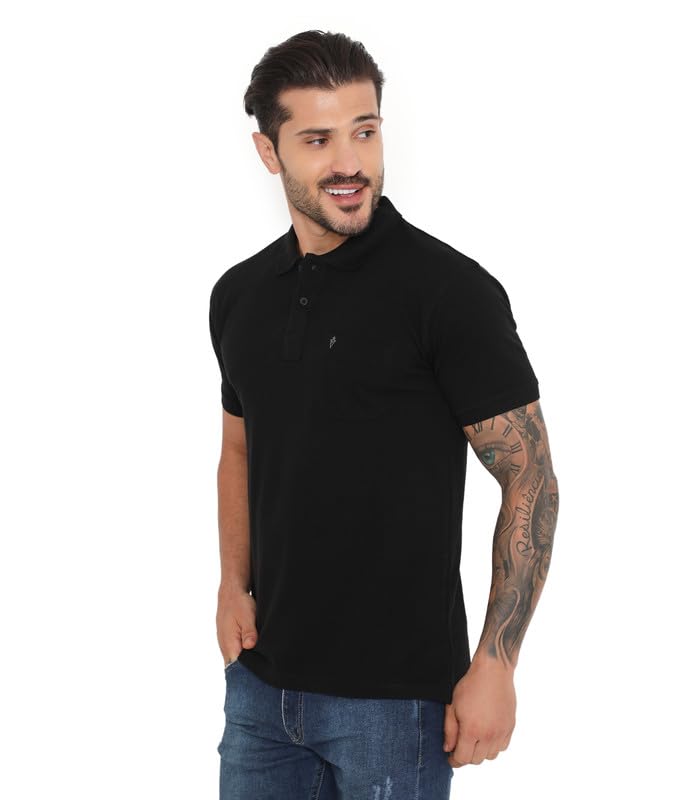 Image of VIP Cotton Rich Fabric Pique Knit Polo Collar T-Shirt Combo Set for Mens with Pockets