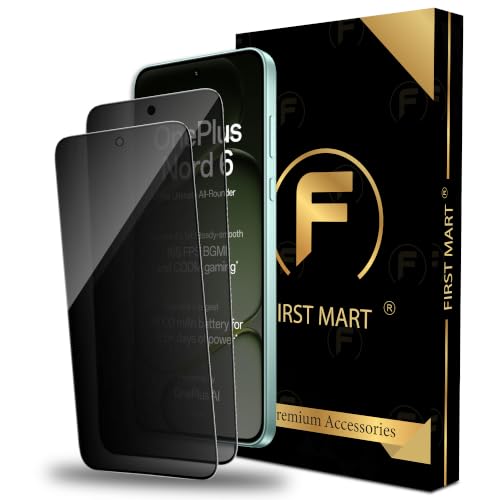 Image of FIRST MART Privacy Tempered Glass for OnePlus Nord 6, 2 Pack | Anti-Spy 9H Screen Protector, Edge-to-Edge, Case-Friendly, Scratch Resistant, Bubble-Free