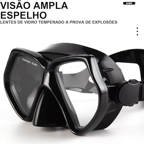 Kit Óculos De Mergulho Máscara Snorkel + Respirador Completo Profissional Anti-Embaçante Conjunto Sn