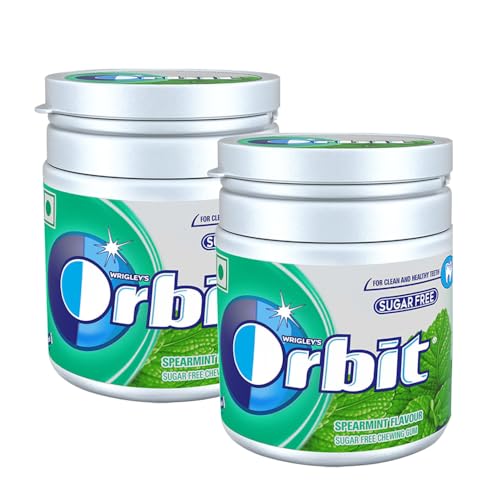 Image of Orbit Spearmint Sugar-Free Chewing Gum | Chewing Gums for Clean and Healthy Teeth | Pocket-Friendly & Easy to Carry Pot Pack |59.4g | Pack of 2
