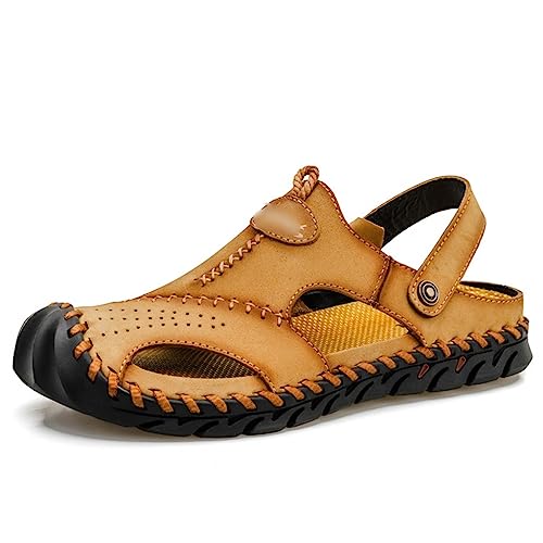 Khaki Casual Headband Hollowed Out Purpose Slippers For Men's Outdoor Breathable Beach Shoes