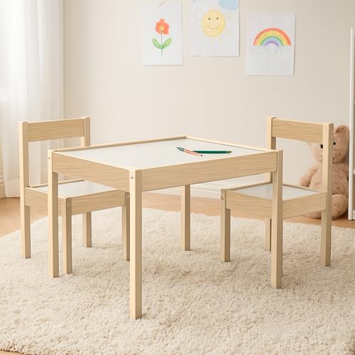 La Mejor Lista de Muebles para bebé - los más vendidos. 48 Kids House Mesa Montessori Sprout Set Infantil de Madera de Abedul y MDF con 2 Sillas, Ideal para Niños Pequeños, Juego, Aprendizaje, Lectura y Manualidades, Diseño Compacto y...