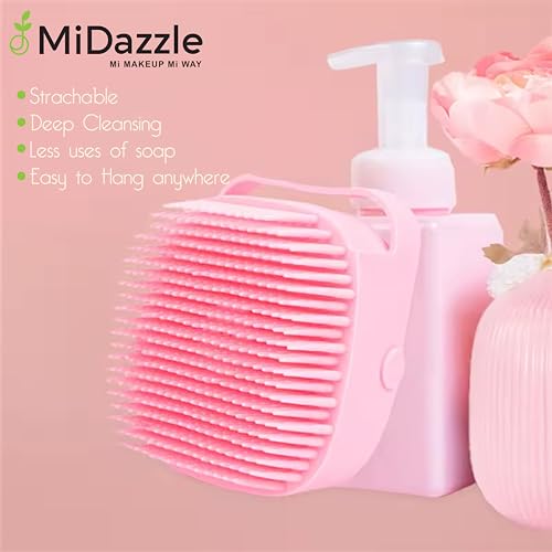 Midazzle Silicon Massage Bath Brush Hair Scalp & Bathing Brush For Cleaning Body | Silicone Bath Wash Scrubber Cleaner & Massager For Shampoo Soap Dispenser | Bathing Tool |... - Image 4