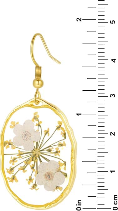 Forget-Me-Not and Queen Anne's Lace Pressed Wildflower Earrings | Pressed Flower Earrings | Handmade Drop and Dangle Earrings | Gift for Woman - Image 4