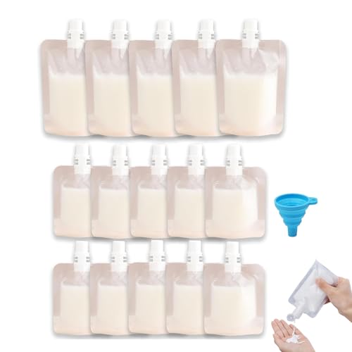 Juego de 16 botellas de viaje para líquidos, recipientes de tamaño de viaje, bolsas para apretar, juego de botellas de viaje de 30 ml/50 ml/100 ml. Equipado con pequeños embudos para el relleno de