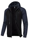 yuyangdpb Men's Zip Up Hoodie Heavyweight Fleece Sherpa Lined Sweatshirt Jackets Winter Warm Coats Black Indigo L