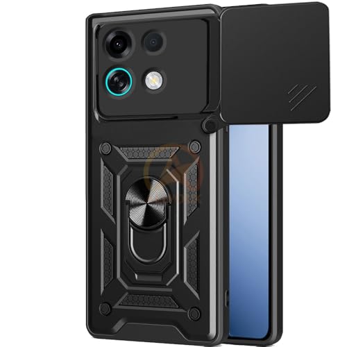 Image of Armor Bumper Back Cover Case for Oppo K13 Turbo 5G / Oppo K13 Turbo Pro 5G Rotating Camera Cover, Ring Holder & Kickstand | Heavy Duty & 360 Degree Protection Back Cover (Black)