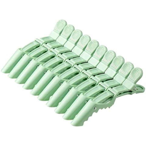 10pcs/set Croc Clips Transparent Plastic Hairdresser Clips Hair Styling Sectioning Barrettes Professional Non Slip Alligator Clips Salon DIY Accessories(10pcs-Avocado Green) Cover