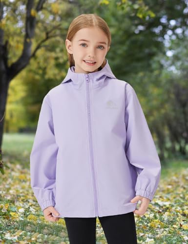 Kids Rain Jacket Lightweight Waterproof Rain Coats Outerwear with Hood for Boys Girls Size 4-152