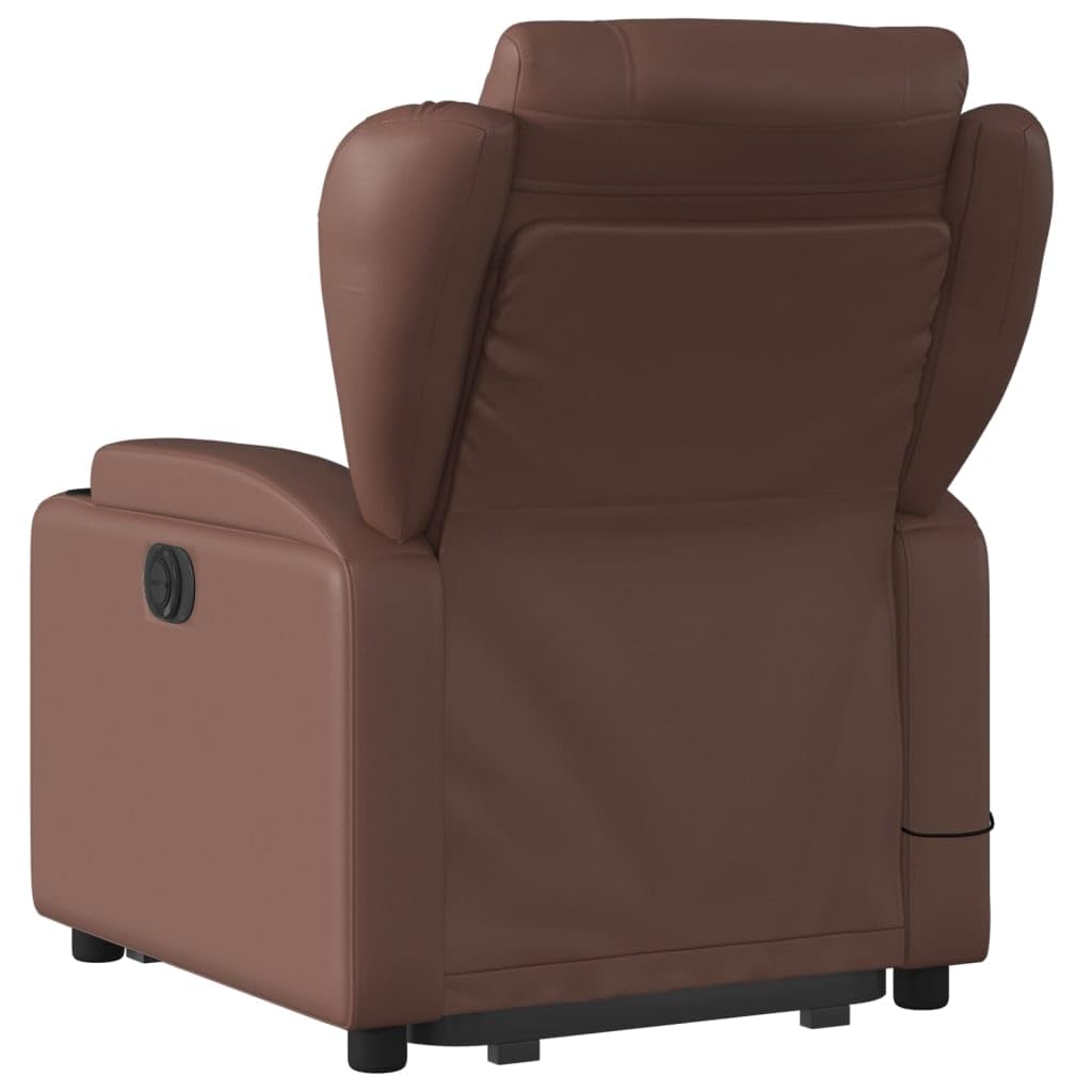 Elektrischer Personensessel, neigbar, braun, Kunstleder, verstellbare Sessel für Wohnzimmer, Aufstehsessel, Relaxsessel (SPU:3204567)