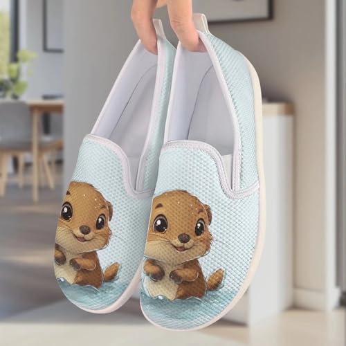 Cute Capybara Otter Print Work Shoes Flat Tennis Business Walking Loafer Outdoor Sneaker for Women3