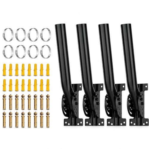 Image of Universal Wireless Bridge Mount | Pole & Wall-Mounted Antenna Mast for Outdoor Antennas, Starlink Extender, Weather Stations & WiFi Extenders | 1.36'' Diameter x 11'' Length (Black-4Pack)