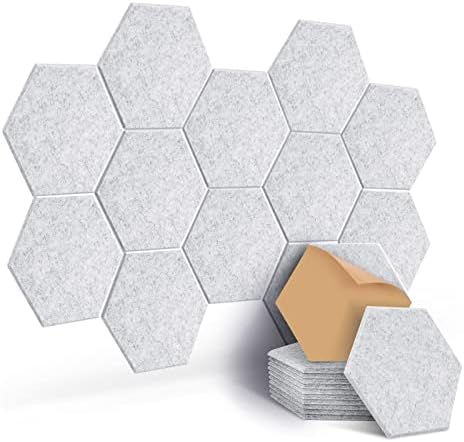 12 Panneaux Acoustiques Hexagonaux Auto-adhésifs - Pour Insonoriser Et Décorer - Noir