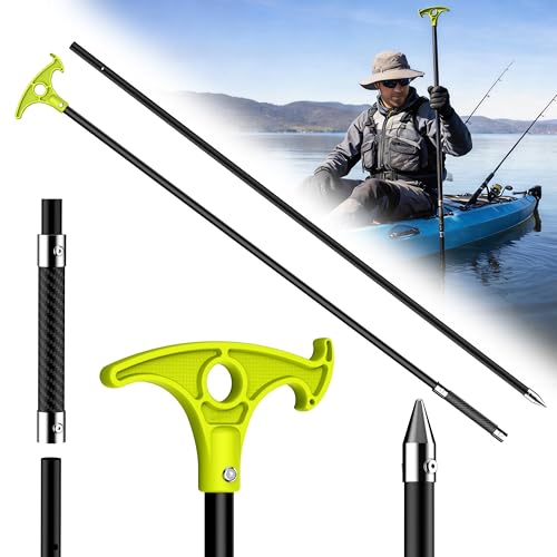 sailpref 8.39FT Shallow Water Anchor Pole 2-Section High Strength Fiberglass Sand Anchor with 316 Steel Tip T-Handle with Hook Mud Anchor Pole for Boats and Kayaks (Gloves Included)