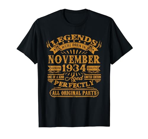 Las Leyendas Nacen En Noviembre 1934 Regalo Hombre 90 Años Camiseta