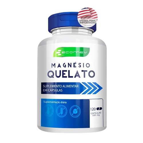 Magnesio Quelato 500mg 100% Puro Maxima Absorção 120 Cáps Ecomev 2 Meses