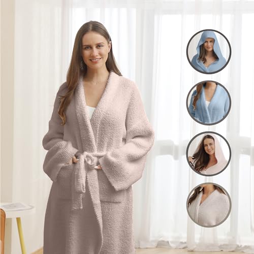 Image of Plush Bath Robe for Women Soft Loungewear Indoor Outfit