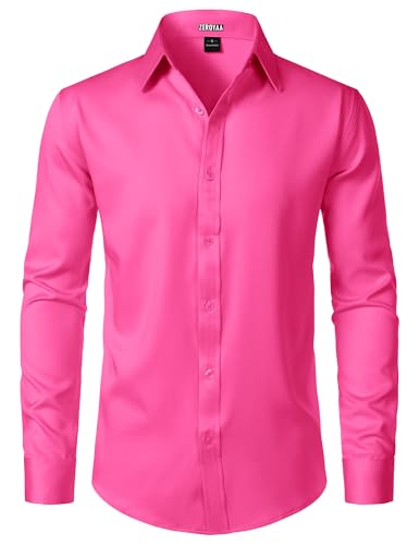 ZEROYAA Men's Slim Fit Long Sleeve Dress Shirt