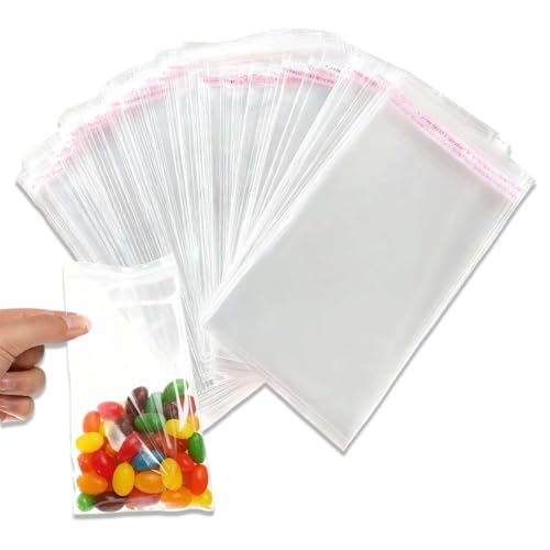 GNALIA Pochette Transparente 100 Pièces 12X6Cm, Sachet Cellophane Adhésif Opp Pour Bonbons Bijoux...