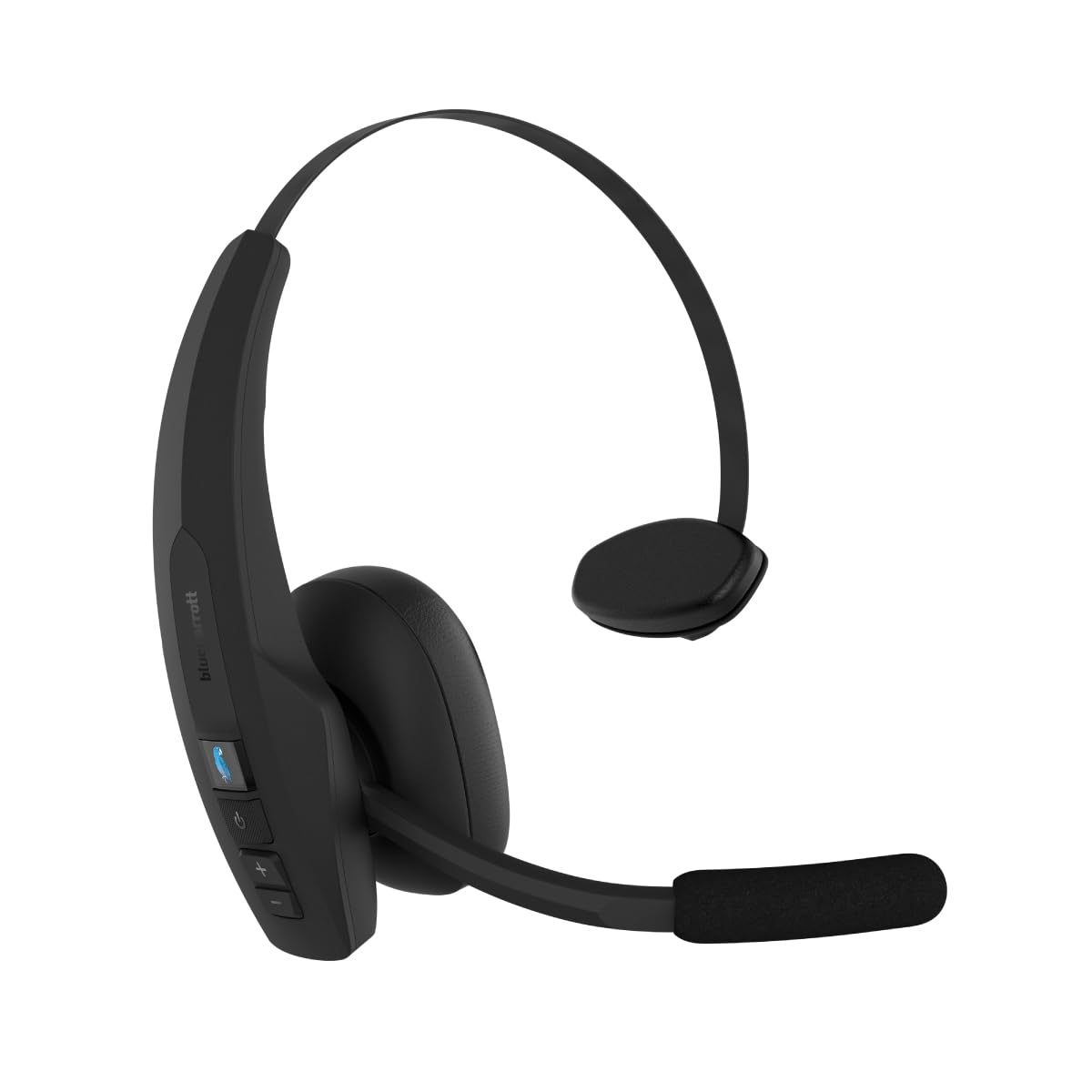 BlueParrott Pro B350 Mono Bluetooth Wireless Headphones 98% Noise Cancellation Over Head Trucker Headset with Mic, 40 Hours Talk time, Adjustable Premium Headband, IP54-Rated Protection, Black