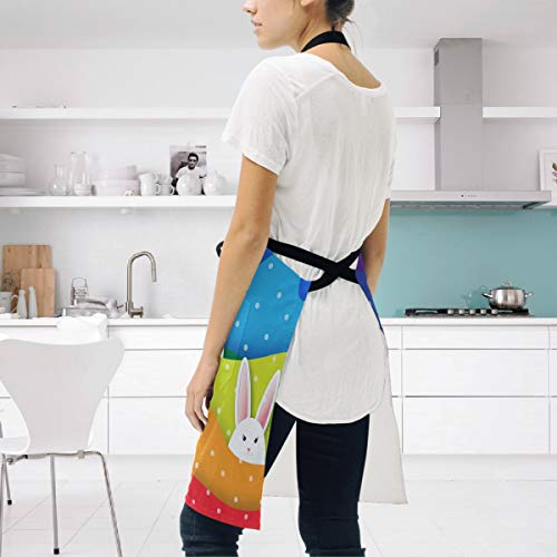 Ahomy Adjustable Apron With Pocket Easter Bunny Rabbit Extra Long Ties, 27.5 X 29, Men And Women Kitchen Apron For Cooking, Baking, Crafting, Gardening, Bbq #TOP3