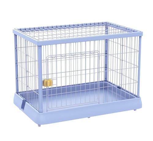 N&S 犬用ケージ 室内サークルトレー付き D10011-1L中型犬用 大型犬用 屋根あり L(幅91.7×奥行61.7×高さ61.8cm) ブルー