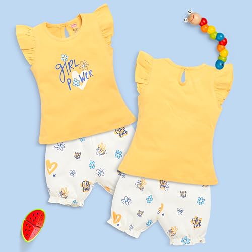 Image of LuvLap Baby Girls Regular Fit 100% Cotton Half Sleeves Girls Top CoSets Pack of 3