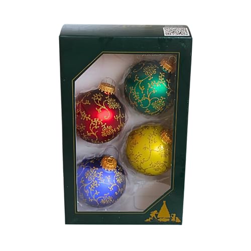 Dekohelden24 Lauschaer Christbaumschmuck - 4er Set Kugeln,...
