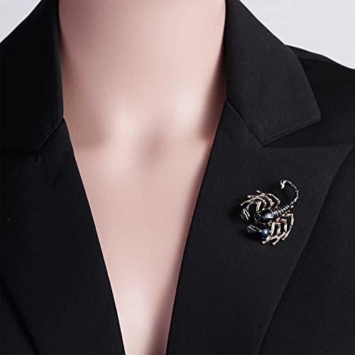 Image of Scorpion Enamel Pin Black Gold Scorpion Insect Brooch Personality Corsage Bouquet Lapel Pin Scarf Shawl Decoration Accessories for Women Men