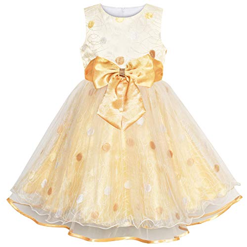Image of Sunny Fashion Girls Dress Shinning Sequins Beige Tulle Layers Wedding Pageant