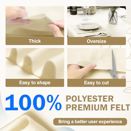 Image of XSEINO Ivory Large Felt Fabric 36 inch X 36 inch(1 Square Yard), 1.4 mm Thick Soft Felt Fabric Sheet for Crafts, White Series Colors Soft Nonwoven Fabric, Fit for Decoration, Sewing, DIY Crafts