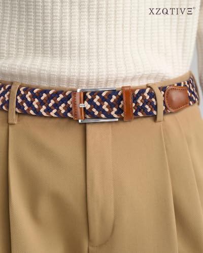 Image of XZQTIVE Braided Stretch Belt Mens Gift Elastic Woven Belt for Golf Casual Pants Shirts Jeans