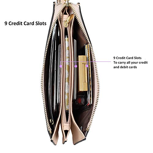 befen Genuine Leather Wristlet Clutch for Women Ultra-Slim Ladies Credit Card Holder Wallet Purses with RFID Protection (Light Beige Pink)