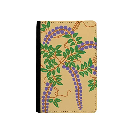 Housse de passeport voyage culture japonaise fleur violette et étui portefeuille carte