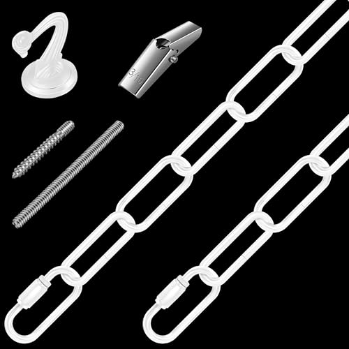 Image of 6 Ft Heavy Duty Hanging Chain Kit for Lighting Fixture (White) | for Lighting Fixture, Chandelier, Pendant, Lantern, Swag Lamp, Plant /Flower Basket, Bird Feeder