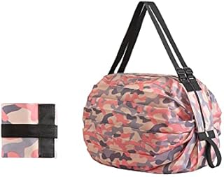 NA 2 Pcs Foldable Shopping Bag Washable Grocery Bag Travel in A One-Shoulder Portable Bag for Buy Vegetables, Shopping, Travel, Pink, L