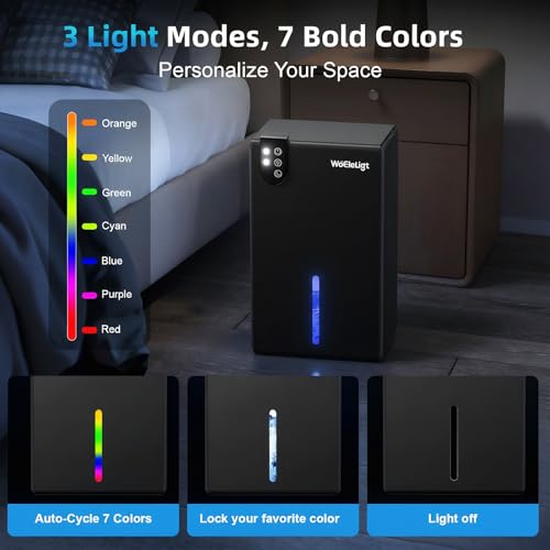 Image of 98 OZ Small Dehumidifier for Home 1000 Sq Ft, Quiet Dehumidifier with Drain Hose, Auto Shut-Off, Sleep Mode, 7-Color Light for Basement, Bedroom, Bathroom, Closet, RV (Pure Black)