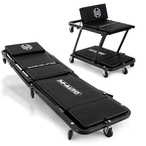 M-AUTO Heavy-Duty Convertible Mechanic Creeper, Z-Creeper 2-in-1 Creeper and Seat 48