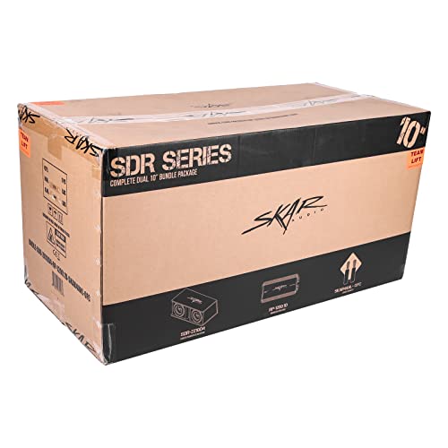 Image of Skar Audio Dual 10 inch Complete 2,400 Watt SDR Series Subwoofer Bass Package - Includes Loaded Enclosure with Amplifier