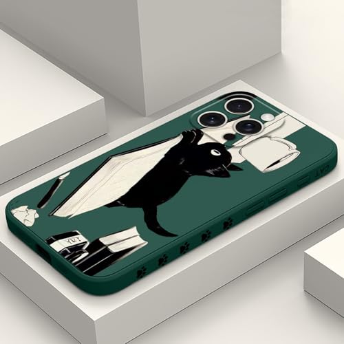 Coque iPhone 16 Pro Max fine vert chat idéale pour usage quotidien protection