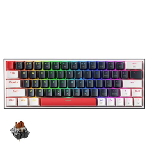 60% �Q�[�~���O�L�[�{�[�h Thunderobot K63 �L�����J�j�J�� ANSI ���C�A�E�g���L�[�t���z�b�g�X���b�v�\ 63 �f�X�N�g�b�v PC �ƌ݊���(Brown Switch Dark)