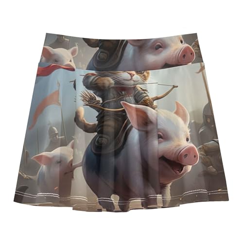Skirts with Shorts Fantasy Kitten Pig Cute Cat Girls' Shorts Athletic Skorts Cheer School Skirt 4t