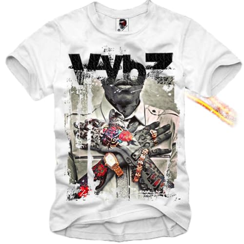 Photo de Sleeve E1SYNDICATE T-shirt VYBZ Kartel Reggae Dancehall Jamaica Weed Ganja 2403, Noir , S