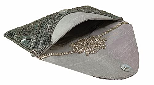 Image of DUCHESS Women's Hand Embroidered Envelope Clutch -Bridal Ethnic Traditional Casual Purse /Clutch /Handbag (23 L x 2.5 W x 13H cm)