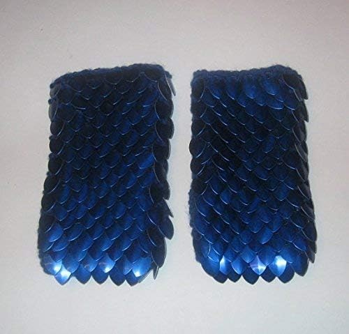 Scale Gauntlets - Deep Blue In Dragonhide Knitted Armor Choose your size