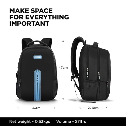 Image of American Tourister ACTON 02 Laptop Backpack, 33L with Spacious Interios and Multiple Compartments for Men and Women - Black