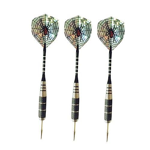 KOMBIUDA 3Pcs Professional Flights Pin Type with Aluminum Shafts and Spider Pattern Tail Wings for Indoor and Outdoor Games