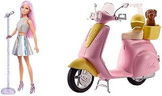 Barbie Pop Star Doll Dressed In Iridescent Skirt with Microphone and Pink Hair, Gift for 3 to 7 Year Olds, Multicolour, FXN98